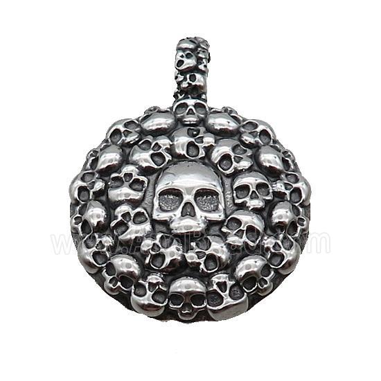 Stainless Steel Skull Charms Pendant Antique Silver