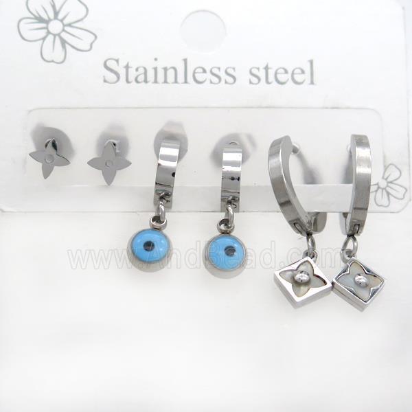Raw Stainless Steel Earrings Evil Eye