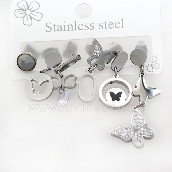 Raw Stainless Steel Earrings Butterfly