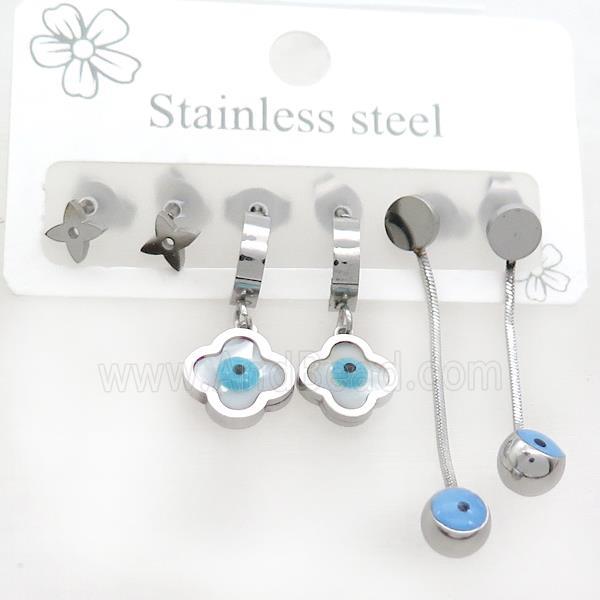 Raw Stainless Steel Earrings Evil Eye