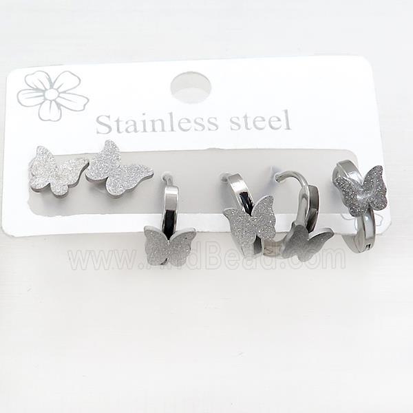 Raw Stainless Steel Earrings Butterfly