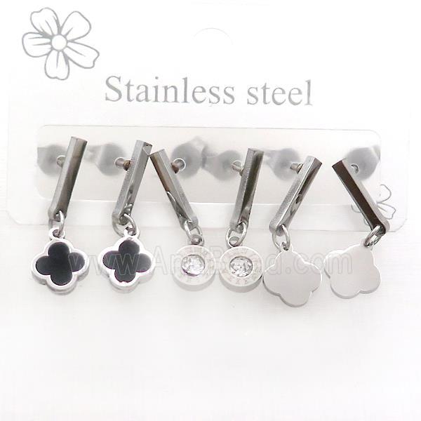 Raw Stainless Steel Earrings Clover