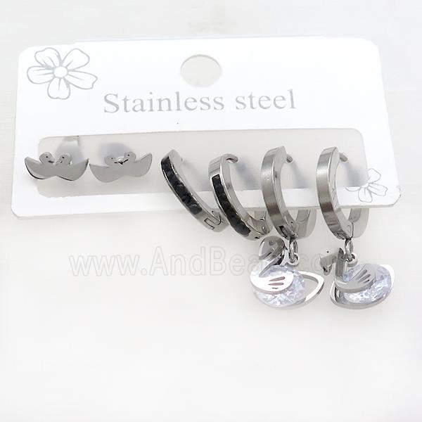 Raw Stainless Steel Earrings Swan