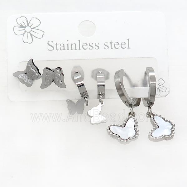 Raw Stainless Steel Earrings Butterfly