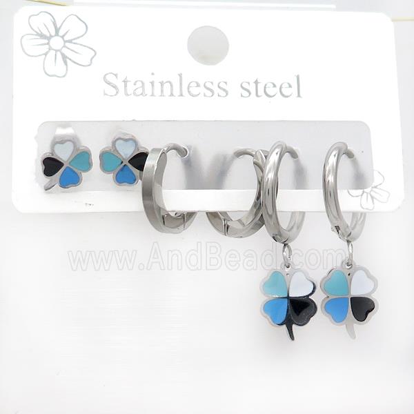 Raw Stainless Steel Earrings Clover