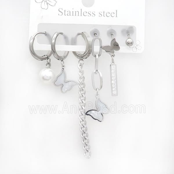 Raw Stainless Steel Earrings Butterfly