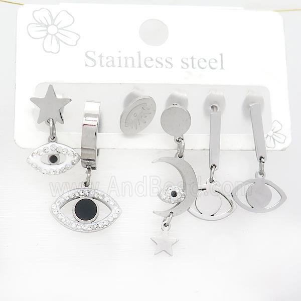 Raw Stainless Steel Earrings Star Eye