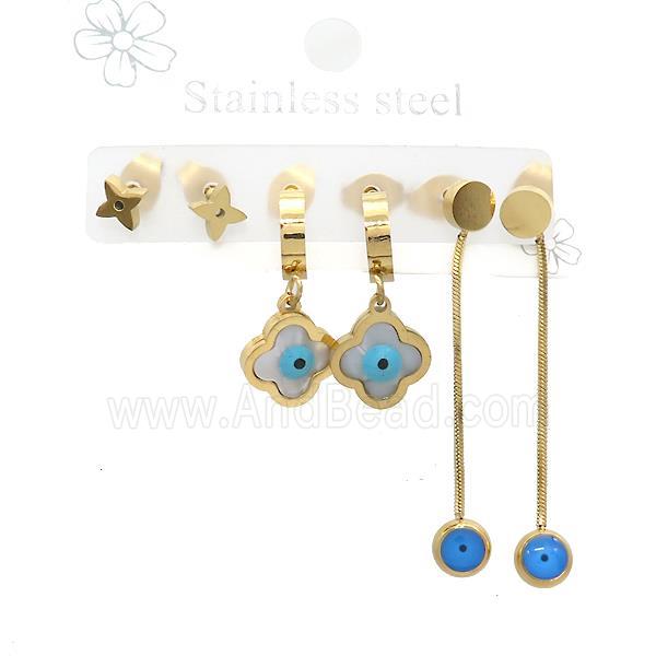 Stainless Steel Earrings Evil Eye Gold Plated