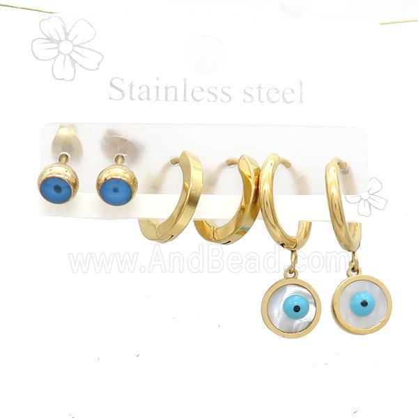 Stainless Steel Earrings Evil Eye Gold Plated