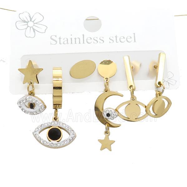 Stainless Steel Earrings Eye Gold Plated