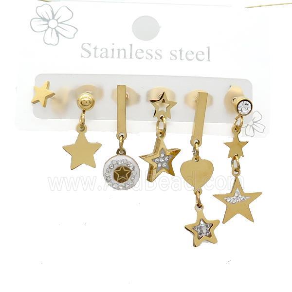 Stainless Steel Earrings Star Gold Plated