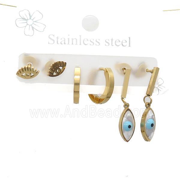 Stainless Steel Earrings Eye Gold Plated