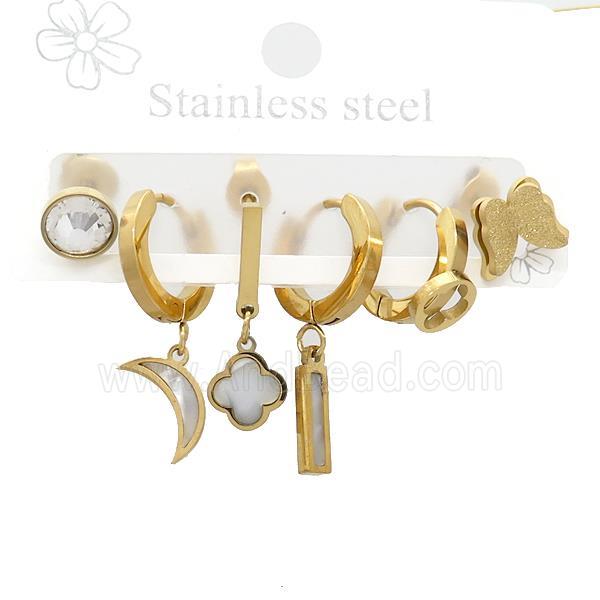 Stainless Steel Earrings Mixed Shapes Gold Plated