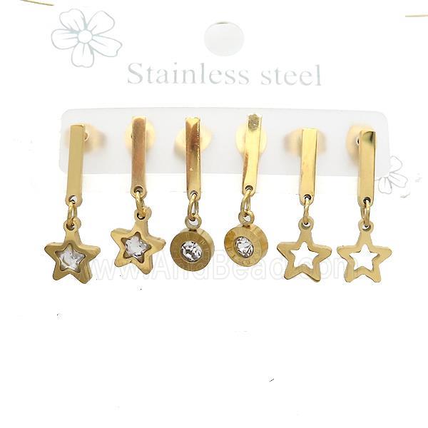 Stainless Steel Earrings Star Gold Plated