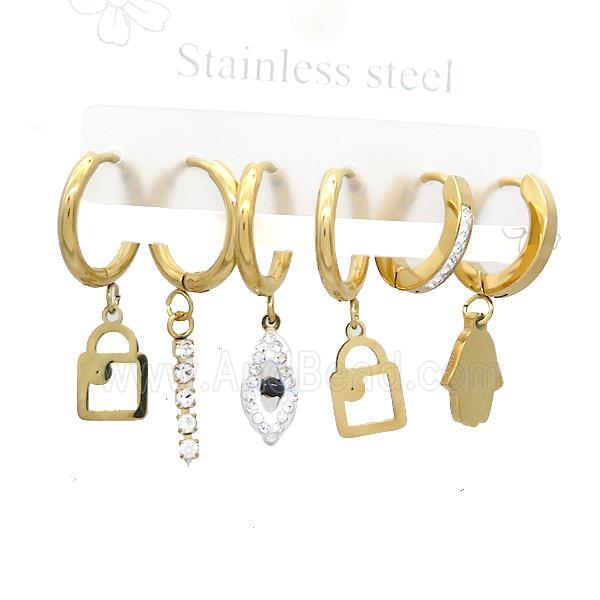 Stainless Steel Earrings Mixed Shapes Gold Plated