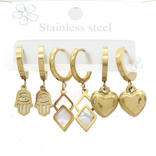 Stainless Steel Earrings Mixed Shapes Gold Plated