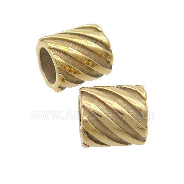 Stainless Steel Tube Beads Large Hole Column Gold Plated