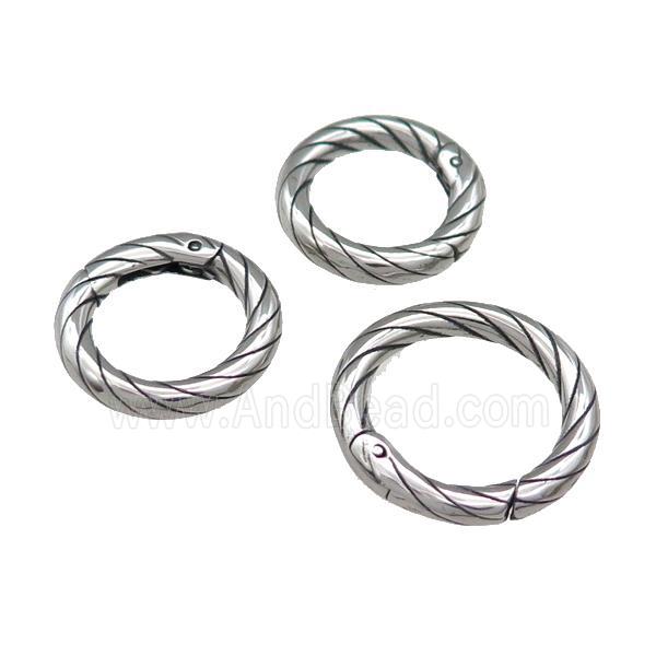 Stainless Steel Carabiner Clasp Antique Silver