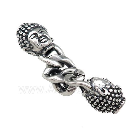 Stainless Steel CordEnd Buddha Antique Silver