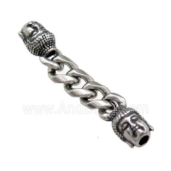 Stainless Steel CordEnd Buddha Antique Silver