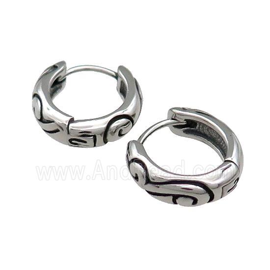 Stainless Steel Hoop Earrings Antique Silver