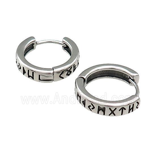 Stainless Steel Hoop Earrings Antique Silver