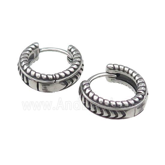 Stainless Steel Hoop Earrings Antique Silver