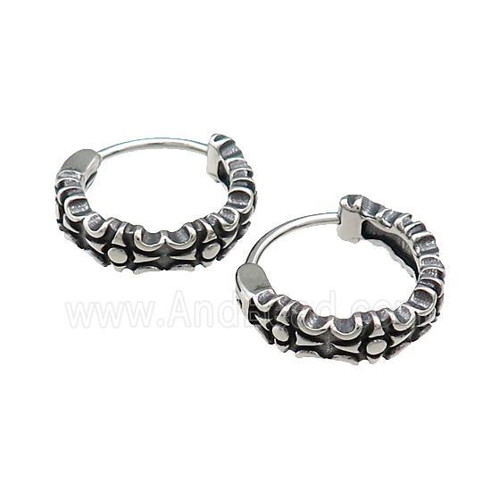 Stainless Steel Hoop Earrings Antique Silver