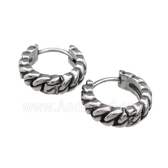 Stainless Steel Hoop Earrings Antique Silver