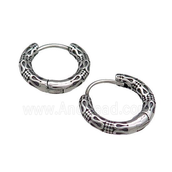 Stainless Steel Hoop Earrings Antique Silver