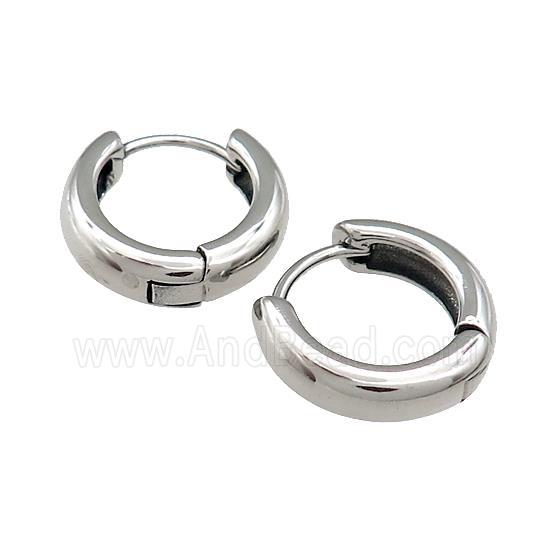 Stainless Steel Hoop Earrings Antique Silver