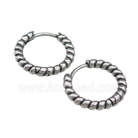 Stainless Steel Hoop Earrings Antique Silver