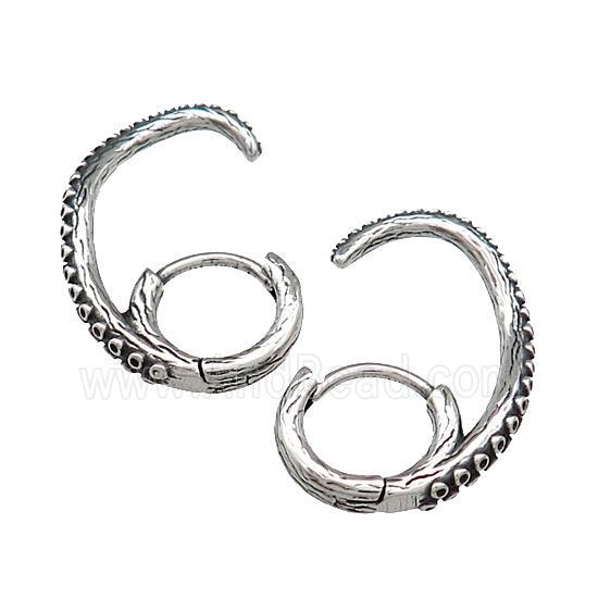 Stainless Steel Hoop Earrings Antique Silver