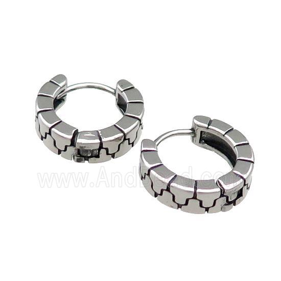 Stainless Steel Hoop Earrings Antique Silver