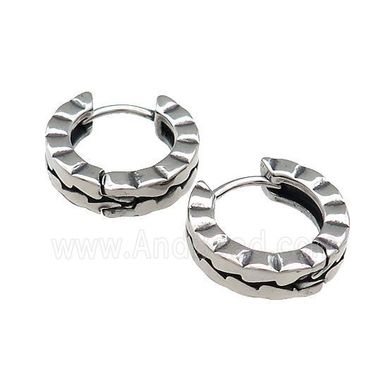Stainless Steel Hoop Earrings Antique Silver