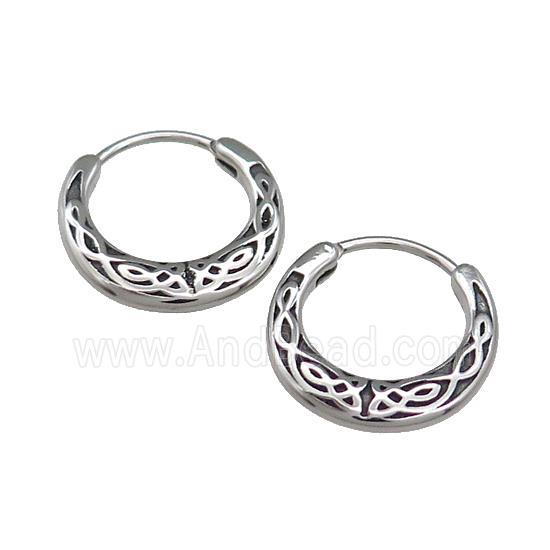 Stainless Steel Hoop Earrings Antique Silver