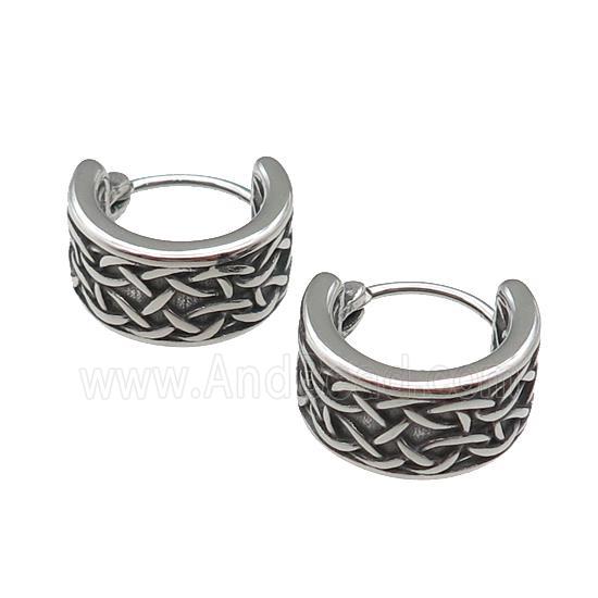 Stainless Steel Hoop Earrings Antique Silver