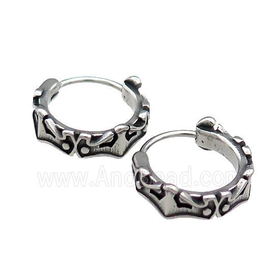 Stainless Steel Hoop Earrings Antique Silver