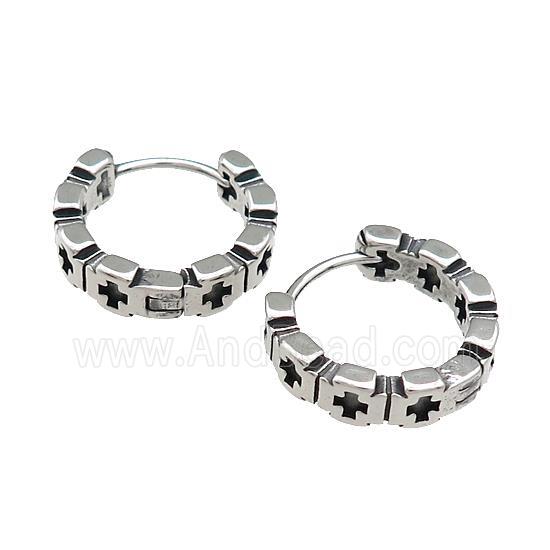 Stainless Steel Hoop Earrings Antique Silver