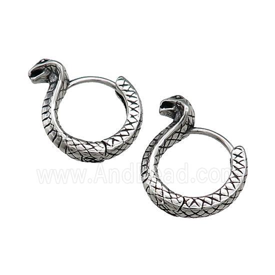 Stainless Steel Hoop Earrings Snake Antique Silver
