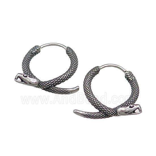 Stainless Steel Hoop Earrings Snake Antique Silver