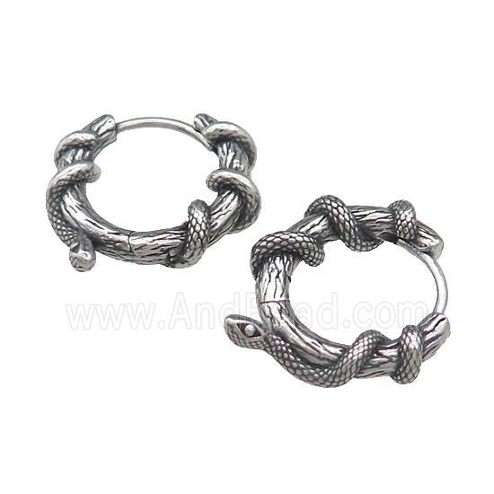 Stainless Steel Hoop Earrings Snake Antique Silver