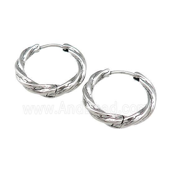 Stainless Steel Hoop Earrings Antique Silver