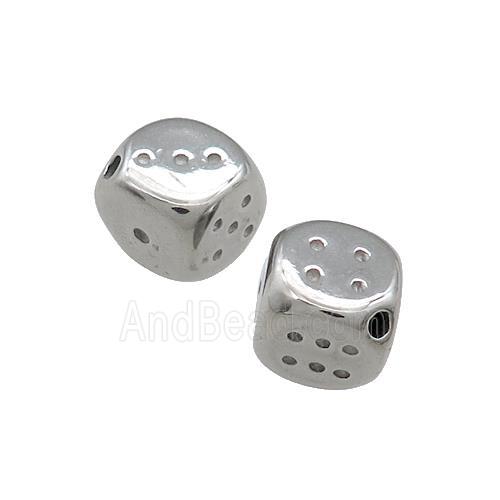 Raw Stainless Steel Dice Beads Cube