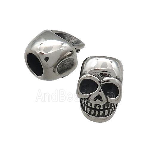 Stainless Steel Skull Beads Large Hole Antique Silver