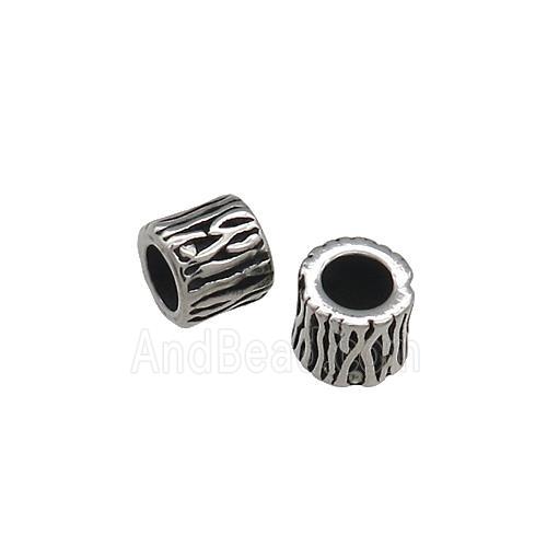 Stainless Steel Column Beads Tube Large Hole Antique Silver