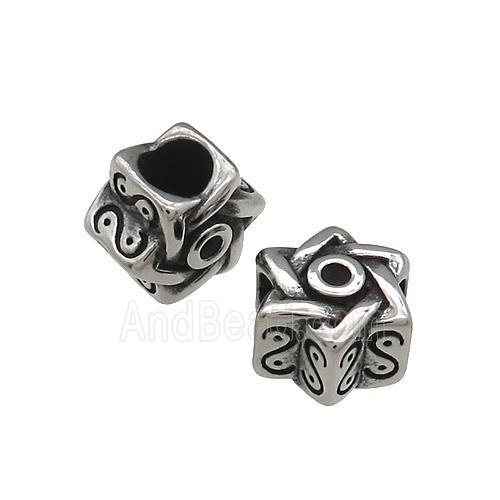 Stainless Steel Star Beads Large Hole Antique Silver