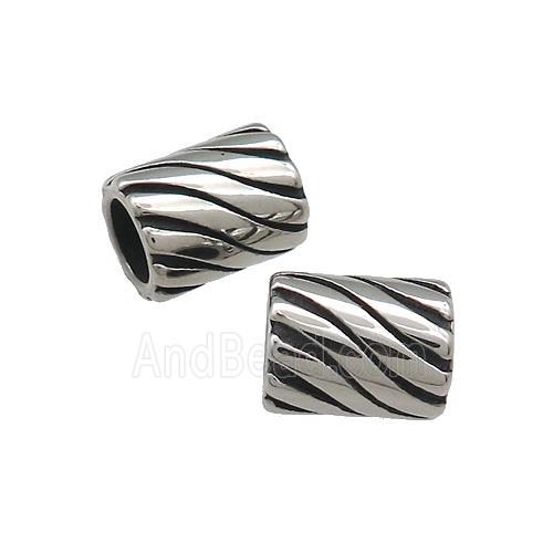 Stainless Steel Tube Beads Column Large Hole Antique Silver