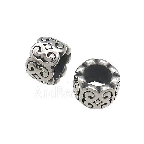 Stainless Steel Column Beads Large Hole Antique Silver