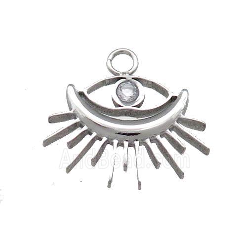 Raw Stainless Steel Eye Pendant Pave Rhinestone